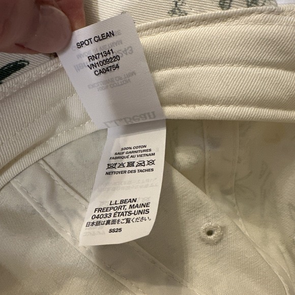 LL Bean Hat Snapback Baseball Cap Adult White Green Tribal Hiking Outdoor Unisex - Picture 7 of 9